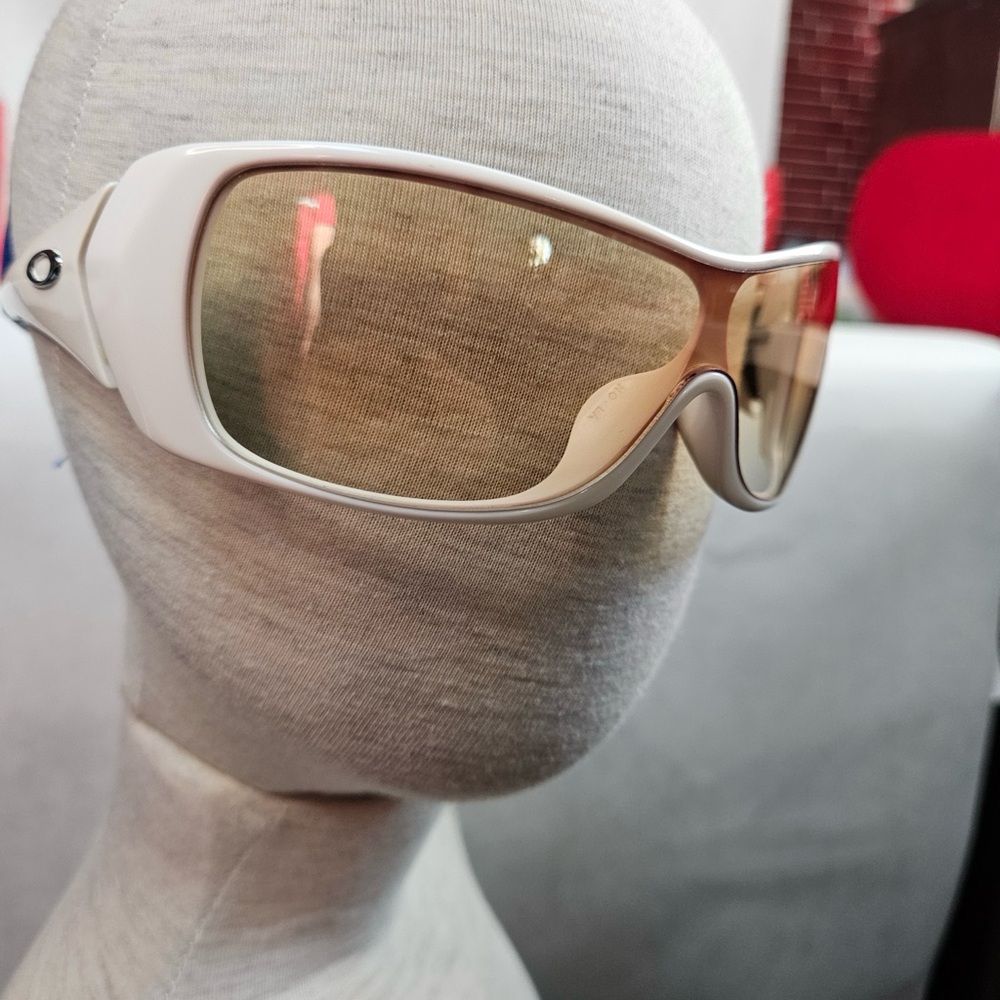 Oakley Riddle White Frame Sunglasses with Amber Lenses